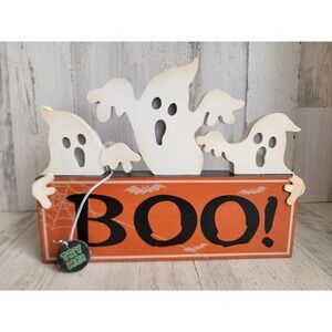 Wooden light up boo ghost Halloween home decor rustic standing figure cute